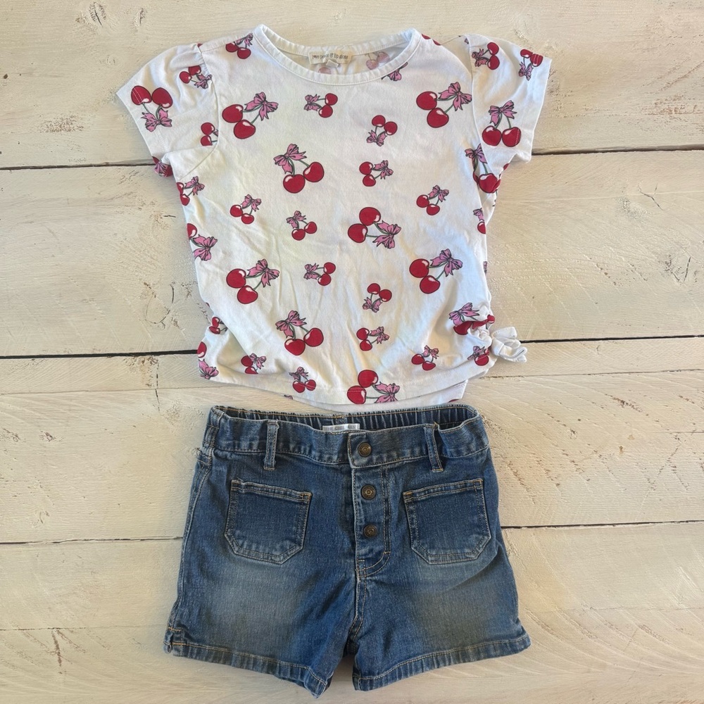 Girl’s Jean shorts & cherry top